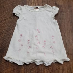 Faded Glory Baby Girl Cotton White Casual Dress Embroidered Pink Floral Preppy
